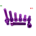 FIOLETOWE ALUMINIOWE ŚRUBY DIN 912 M5