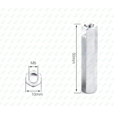 M6x50 aluminiowa nakrętka złączna przedłużana tulejka dystansowa gwintowana