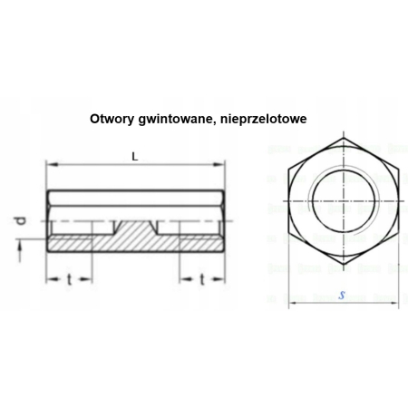 M6x50 aluminiowa nakrętka złączna przedłużana tulejka dystansowa gwintowana