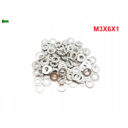 Podkładka aluminiowa m3x6x1 din125 iso 7089 podkładka m3