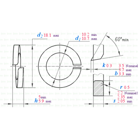 Podkładka sprężysta m10 din127 aluminiowa aluminium 6061