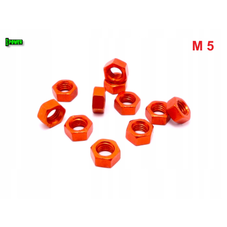 Nakrętka m5 din 934 iso 4032 nakrętka aluminiowa pomarańczowa nakrętka m5