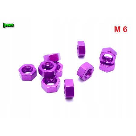 Nakrętka m6 din 934 iso 4032 nakrętki aluminiowe 6061 nakrętka fioletowa