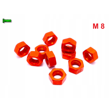 Nakrętka m8 din 934 iso 4032 nakrętki aluminiowe nakrętka pomarańczowa m8