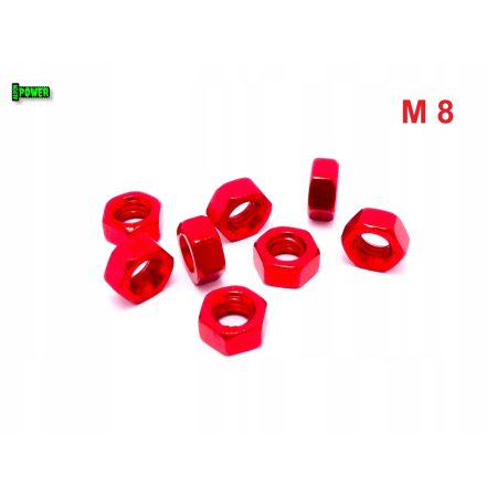 Nakrętka m8 din 934 iso 4032 nakrętki aluminiowe 6061 nakrętka czerwona m8
