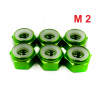 Nakrętka aluminiowa m2 din 985 samohamowana z wkładką nylonową zielona