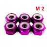 Nakrętka aluminiowa m2 din 985 samohamowana z wkładką nylonową fioletowa