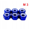Nakrętka aluminiowa m3 din 985 samohamowana z wkładką nylonową niebieska