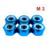 Nakrętka aluminiowa m3 din 985 samohamowana z wkładką nylonową błękitna