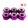 Nakrętka aluminiowa m3 din 985 samohamowana z wkładką nylonową fioletowa