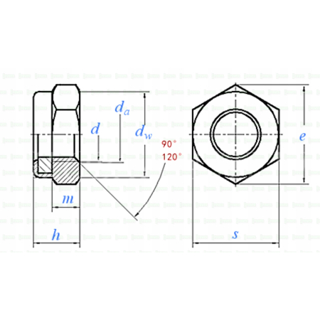Nakrętka aluminiowa m4 din 985 samohamowana z wkładką nylonową złota