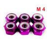 Nakrętka aluminiowa m4 din 985 samohamowana z wkładką nylonową fioletowa