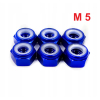 Nakrętka aluminiowa m5 din 985 samohamowana z wkładką nylonową niebieska