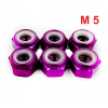 Nakrętka aluminiowa m5 din 985 samohamowana z wkładką nylonową fioletowa
