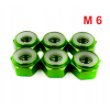 Nakrętka aluminiowa m6 din 985 samohamowana z wkładką nylonową zielona