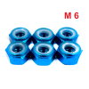 Nakrętka aluminiowa m6 din 985 samohamowana z wkładką nylonową błękitna