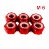 Nakrętka aluminiowa m6 din 985 samohamowana z wkładką nylonową czerwona