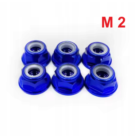 Aluminiowa nakrętka m2 samokontrująca samohamowna din 6926 niebieska m2