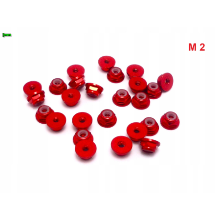 Aluminiowa nakrętka m2 samokontrująca samohamowna din 6926 czerwona m2