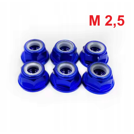 Aluminiowa nakrętka samokontrująca samohamowna din 6926 m2,5 niebieska