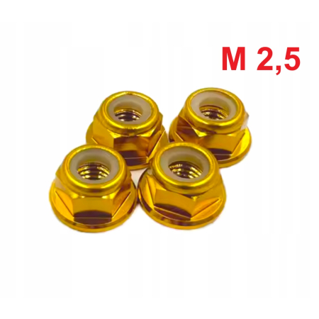 Aluminiowa nakrętka samokontrująca samohamowna din 6926 m2,5 złota