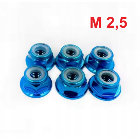 Aluminiowa nakrętka samokontrująca samohamowna din 6926 m2,5 błękitna