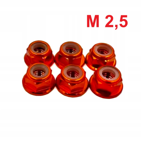 Aluminiowa nakrętka samokontrująca samohamowna din 6926 m2,5 pomarańczowa