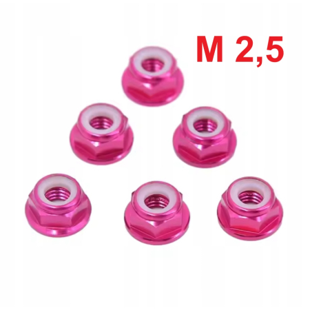 Aluminiowa nakrętka samokontrująca samohamowna din 6926 m2,5 różowa