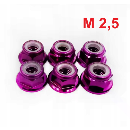 Aluminiowa nakrętka samokontrująca samohamowna din 6926 m2,5 fioletowa