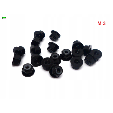 Aluminiowa nakrętka samokontrująca samohamowna kołnierz din 6926 m3 czarna