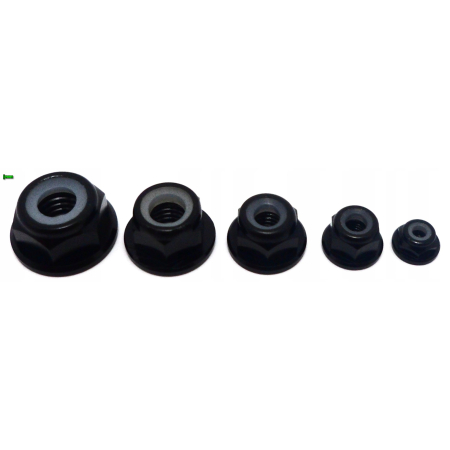 Aluminiowa nakrętka samokontrująca samohamowna kołnierz din 6926 m3 czarna