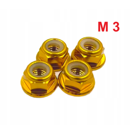 Aluminiowa nakrętka m3 samokontrująca samohamowna din 6926 złota m3