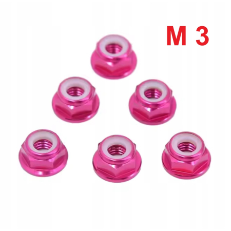 Aluminiowa nakrętka m3 samokontrująca samohamowna din 6926 różowa m3