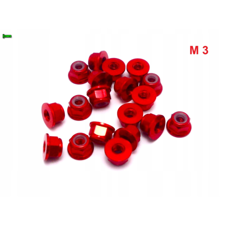 Aluminiowa nakrętka m3 samokontrująca samohamowna din 6926 czerwona m3