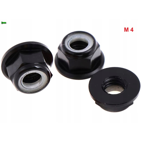 Aluminiowa nakrętka samokontrująca samohamowna kołnierz din 6926 m4 czarna