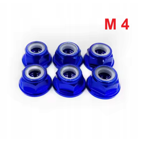 Aluminiowa nakrętka m4 samokontrująca samohamowna din 6926 niebieska m4