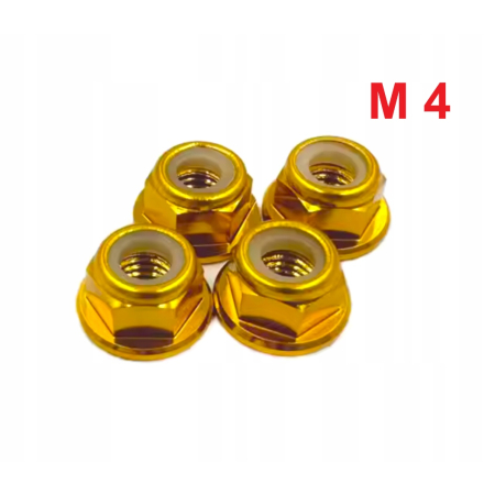 Aluminiowa nakrętka m4 samokontrująca samohamowna din 6926 złota m4
