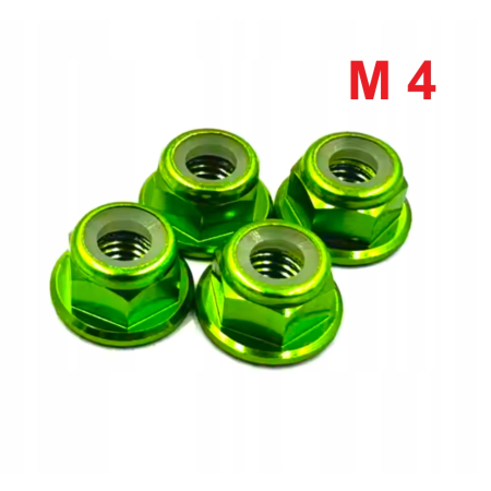 Aluminiowa nakrętka m4 samokontrująca samohamowna din 6926 zielona m4