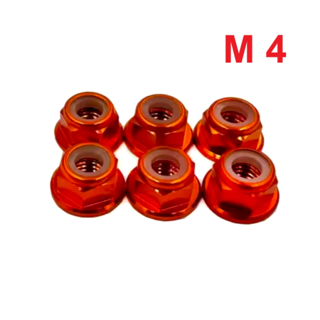 Aluminiowa nakrętka m4 samokontrująca samohamowna din 6926 pomarańczowa m4