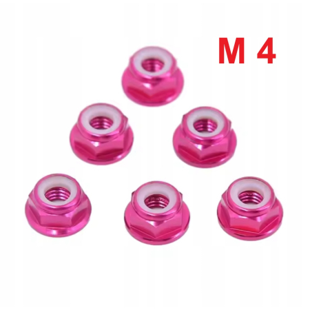 Aluminiowa nakrętka m4 samokontrująca samohamowna din 6926 różowa m4