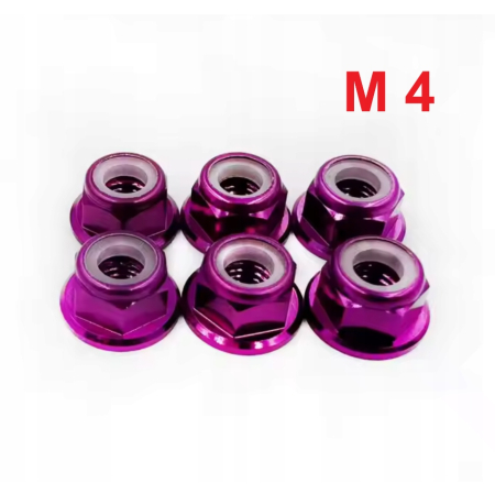 Aluminiowa nakrętka m4 samokontrująca samohamowna din 6926 fioletowa m4