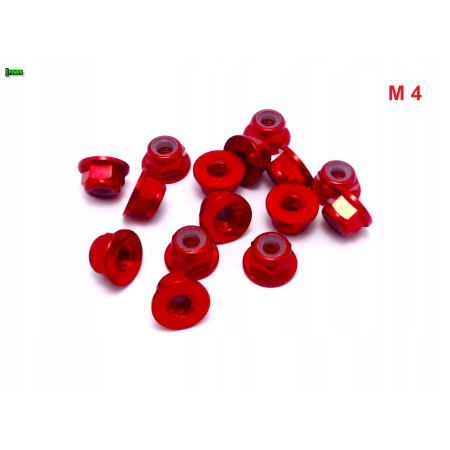 Aluminiowa nakrętka m4 samokontrująca samohamowna din 6926 czerwona m4