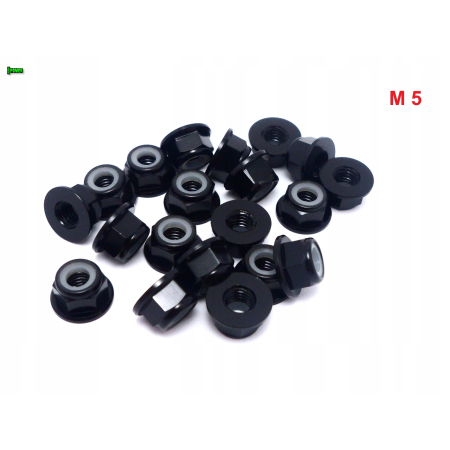 Aluminiowa nakrętka samokontrująca samohamowna kołnierz din 6926 m5 czarna