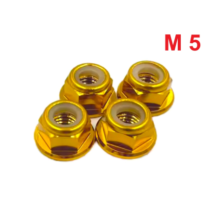 Aluminiowa nakrętka m5 samokontrująca samohamowna din 6926 złota m5
