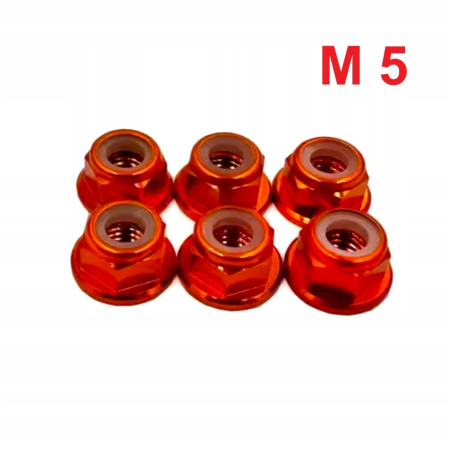 Aluminiowa nakrętka m5 samokontrująca samohamowna din 6926 pomarańczowa m5