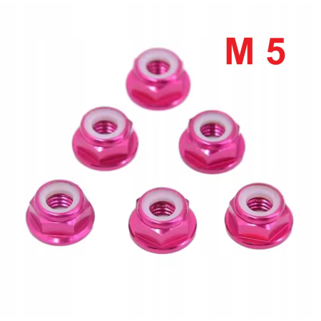 Aluminiowa nakrętka m5 samokontrująca samohamowna din 6926 różowa m5