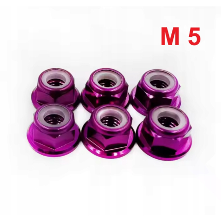 Aluminiowa nakrętka m5 samokontrująca samohamowna din 6926 fioletowa m5