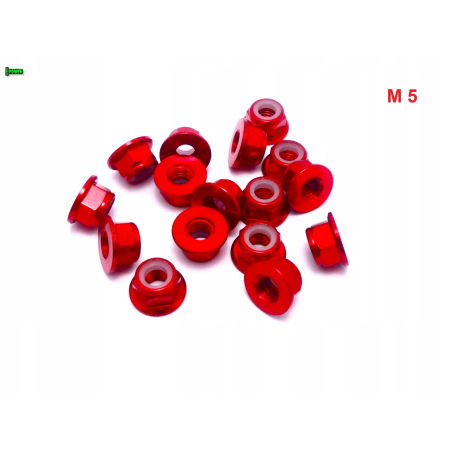 Aluminiowa nakrętka m5 samokontrująca samohamowna din 6926 czerwona m5