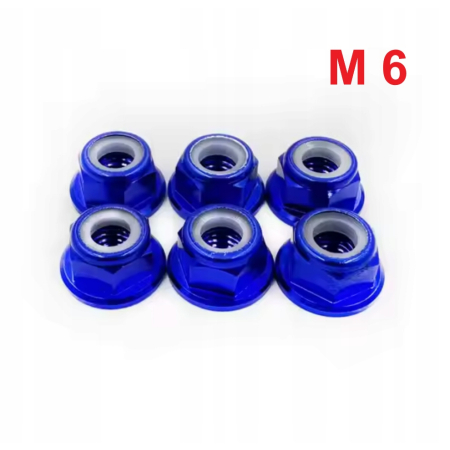 Aluminiowa nakrętka m6 samokontrująca samohamowna din 6926 niebieska m6