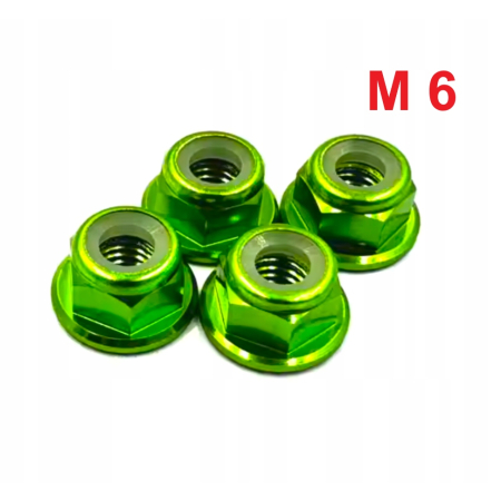 Aluminiowa nakrętka m6 samokontrująca samohamowna din 6926 zielona m6